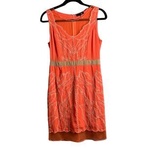 Ryu Orange Sleeveless With Leaf Embroidery Size Small
